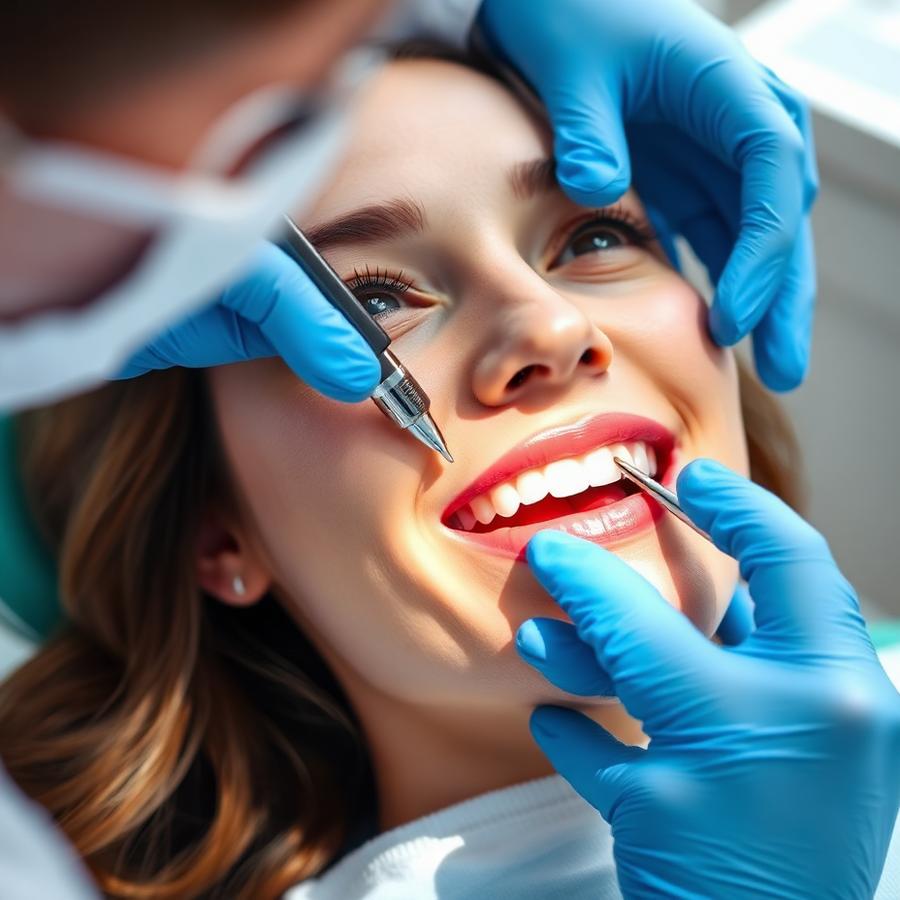 Dentist examining a patient with gentle care